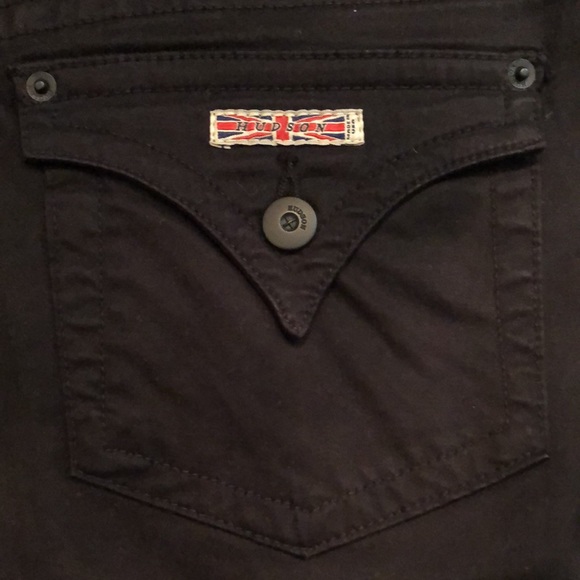 💫 Hudson Jeans cropped black brushed cotton button back pocket pants - Picture 4 of 12